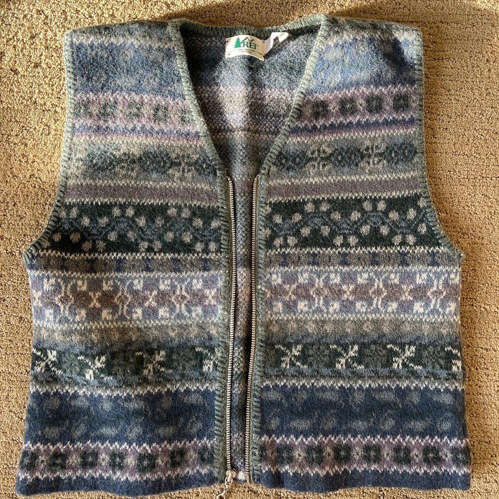 Vintage REI 100% Wool zip Vest